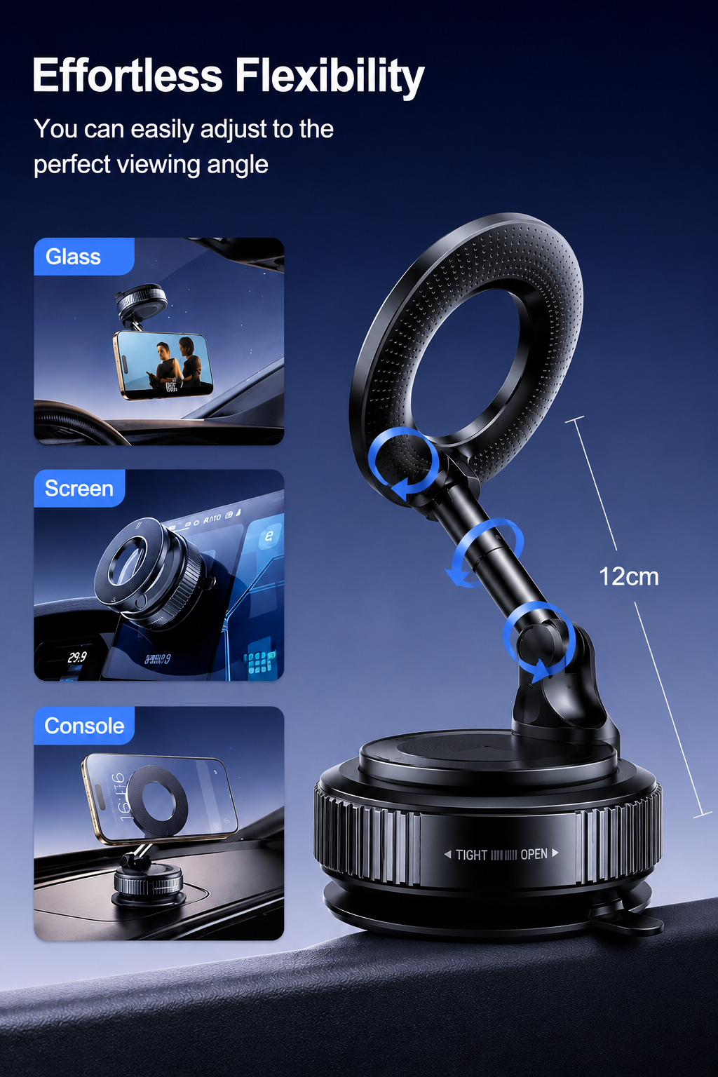 Foldable Magnetic Car Phone Holder | 360° Rotating Suction Mount, Universal